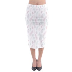 Whimsical Feather Pattern, Soft Colors, Midi Pencil Skirt by Zandiepants