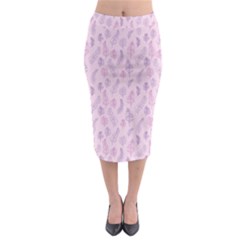 Whimsical Feather Pattern, Pink & Purple, Midi Pencil Skirt by Zandiepants