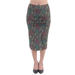 Whimsical Feather Pattern, Autumn Colors, Midi Pencil Skirt by Zandiepants