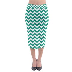 Emerald Green & White Zigzag Pattern Midi Pencil Skirt by Zandiepants