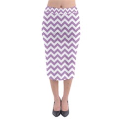 Lilac Purple & White Zigzag Pattern Midi Pencil Skirt by Zandiepants