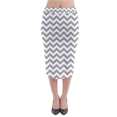 Medium Grey & White Zigzag Pattern Midi Pencil Skirt by Zandiepants