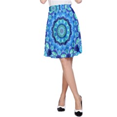 Blue Sea Jewel Mandala A-line Skirt by Zandiepants