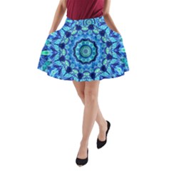 Blue Sea Jewel Mandala A-line Pocket Skirt by Zandiepants