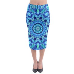 Blue Sea Jewel Mandala Midi Pencil Skirt by Zandiepants