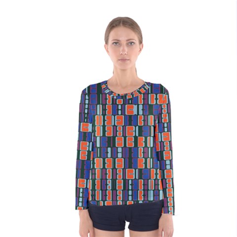 4 Colors Shapes                                    Women Long Sleeve T-shirt by LalyLauraFLM