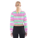 Pink Green Stripes Women s Cropped Sweatshirt View2