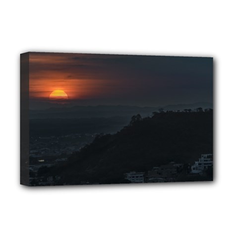 Sunset Scene Landscape Aerial View In Guayaquil From Cerro Del Carmen Deluxe Canvas 18  X 12   by dflcprints