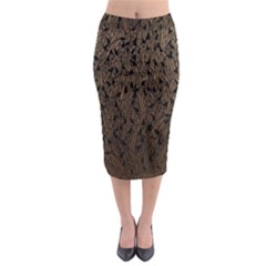 Brown Ombre Feather Pattern, Black,  Midi Pencil Skirt by Zandiepants