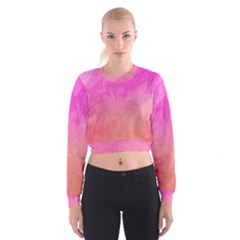 Ombre Pink Orange Women s Cropped Sweatshirt by BrightVibesDesign