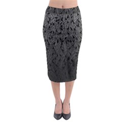 Grey Ombre Feather Pattern, Black, Midi Pencil Skirt by Zandiepants