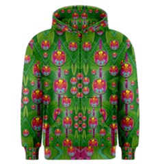 Orchid Forest Filled Of Big Flowers And Chevron Men s Zipper Hoodie by pepitasart