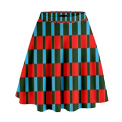 Black Red Rectangles Pattern                                                            High Waist Skirt by LalyLauraFLM