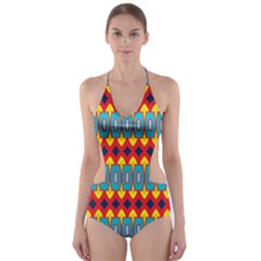 Rhombus And Other Shapes Pattern                                                            Cut-out One Piece Swimsuit by LalyLauraFLM