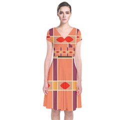 Shapes And Stripes                                Short Sleeve Front Wrap Dress by LalyLauraFLM