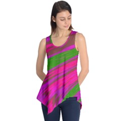 Swish Bright Pink Green Design Sleeveless Tunic by BrightVibesDesign