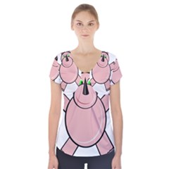 Pink Rhino Short Sleeve Front Detail Top by Valentinaart