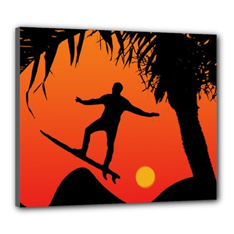 Man Surfing At Sunset Graphic Illustration Canvas 24  X 20  by dflcprints