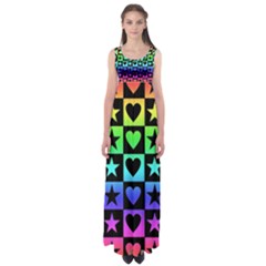 Rainbow Stars And Hearts Empire Waist Maxi Dress by ArtistRoseanneJones