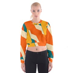 Shapes In Retro Colors                                                                                    Women s Cropped Sweatshirt by LalyLauraFLM