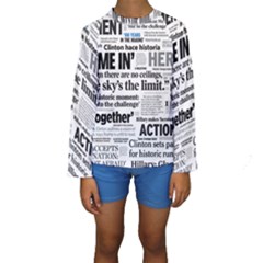 Hillary 2016 Historic Headlines Kid s Long Sleeve Swimwear by blueamerica