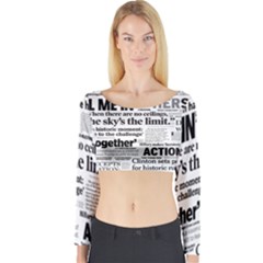 Hillary 2016 Historic Headlines Long Sleeve Crop Top by blueamerica