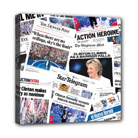 Hillary 2016 Historic Newspaper Collage Mini Canvas 8  X 8  by blueamerica