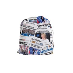 Hillary 2016 Historic Newspaper Collage Drawstring Pouches (medium)  by blueamerica