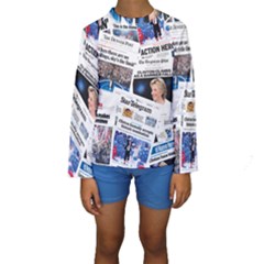 Hillary 2016 Historic Newspaper Collage Kid s Long Sleeve Swimwear by blueamerica