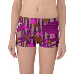 Cute Magenta Bird Boyleg Bikini Bottoms by Valentinaart