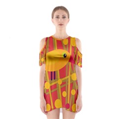 Yellow Bird Cutout Shoulder Dress by Valentinaart