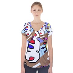 Abstract Comic Short Sleeve Front Detail Top by Valentinaart