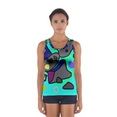 Blue Comic Abstract Women s Sport Tank Top  by Valentinaart