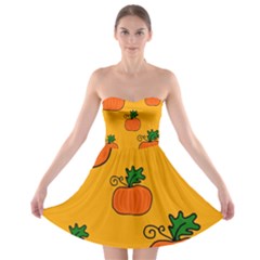 Thanksgiving Pumpkins Pattern Strapless Dresses by Valentinaart