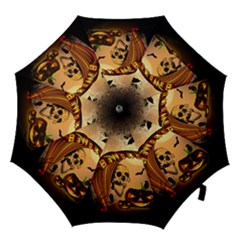 Halloween, Funny Pumpkin With Skull And Spider In The Night Hook Handle Umbrellas (large) by FantasyWorld7