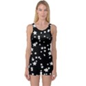 Black and White Starry Pattern One Piece Boyleg Swimsuit View1