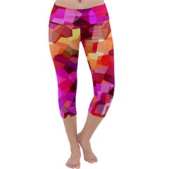 Geometric Fall Pattern Capri Yoga Leggings by DanaeStudio