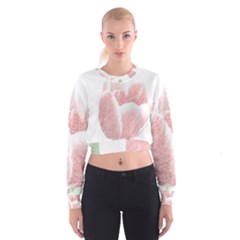 Red Tulip Pencil Drawing Women s Cropped Sweatshirt by picsaspassion