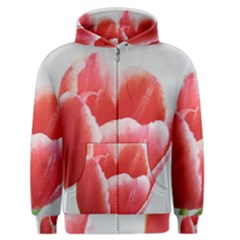 Tulip Red Watercolor Painting Men s Zipper Hoodie by picsaspassion