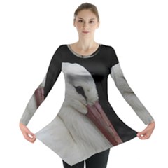 Wild Stork Bird Long Sleeve Tunic  by picsaspassion