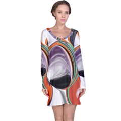 Abstract Orb In Orange, Purple, Green, And Black Long Sleeve Nightdress by digitaldivadesigns