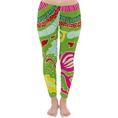 Green Organic Abstract Winter Leggings  by DanaeStudio