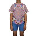 Pastel Shades Ornamental Flower Kids  Short Sleeve Swimwear View1