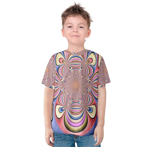 Pastel Shades Ornamental Flower Kids  Cotton Tee by designworld65