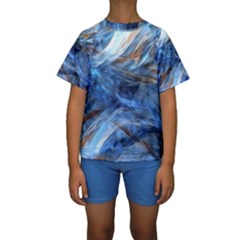 Blue Colorful Abstract Design  Kids  Short Sleeve Swimwear by designworld65