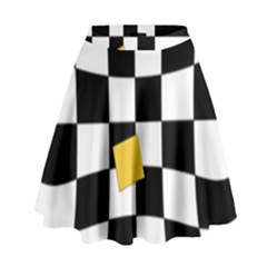 Dropout Yellow Black And White Distorted Check High Waist Skirt by designworld65