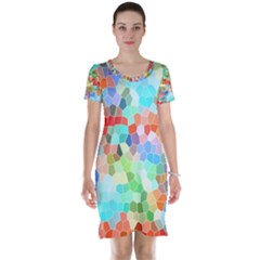 Colorful Mosaic  Short Sleeve Nightdress by designworld65