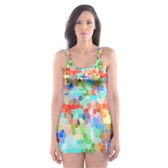 Colorful Mosaic  Skater Dress Swimsuit by designworld65