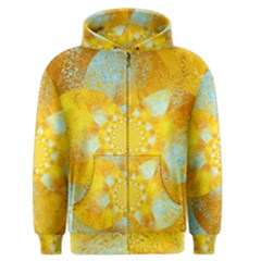 Gold Blue Abstract Blossom Men s Zipper Hoodie by designworld65