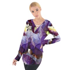 Purple Abstract Geometric Dream Women s Tie Up Tee by DanaeStudio